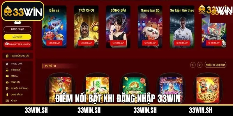 Ưu điểm khi hội viên truy cập trang chủ 33WIN 